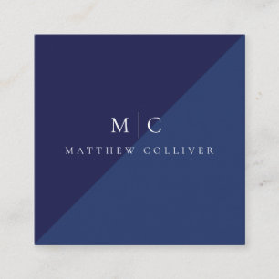 Moderne Navy Blauwe Monogram Vierkante Zakelijke K Visitekaartje