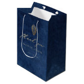 Moderne Navy Blauwe Nautilus Huwelijk Medium Cadeauzakje (Voorkant Gekanteld)