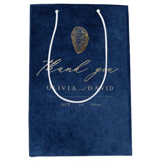 Moderne Navy Blauwe Nautilus Huwelijk Medium Cadeauzakje (Voorkant)