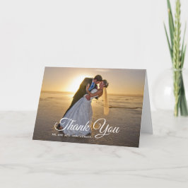 Moderne Navy Blauwe Palm Beach Trouwfoto Bedankkaart