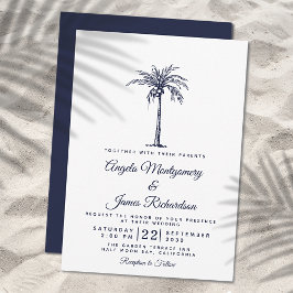 Moderne Navy Blauwe Palmboom Tropisch Strand Bruil Kaart