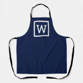 Moderne Navy Blauwe Preppy Grafische Rand Monogram Schort (Voorkant)