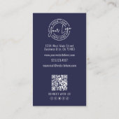 Moderne Navy Blauwe Professionele QR Code Foto Log Visitekaartje (Achterkant)