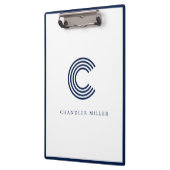 Moderne Navy Blauwe Rand Aangepaste Briefpapier Klembord (Links)