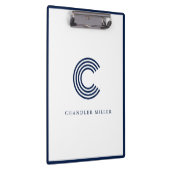 Moderne Navy Blauwe Rand Aangepaste Briefpapier Klembord (Rechts)