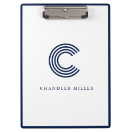 Moderne Navy Blauwe Rand Aangepaste Briefpapier Klembord