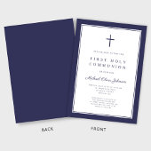 Moderne Navy Blauwe Religieuze Jongen Eerste Commu Kaart