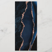 Moderne Navy Blauwe Roze Gouden Agaten Bruiloft Menu (Achterkant)