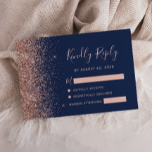 Moderne Navy Blauwe Roze Gouden Glitterrand