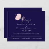 Moderne Navy Blauwe Roze Gouden Trouwbudget (Voorkant / Achterkant)