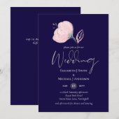 Moderne Navy Blauwe Roze Gouden Trouwbudget (Voorkant / Achterkant)