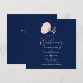 Moderne Navy Blauwe Roze Gouden Trouwbudget (Voorkant / Achterkant)