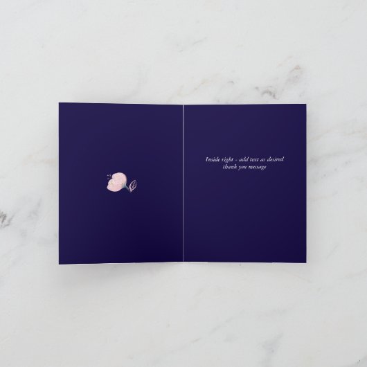 Moderne Navy Blauwe Roze Rozen Gouden Trouwbudget Notitiekaartje (Binnen)