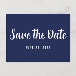 Moderne Navy Blauwe Save The Date-ansichtkaart Aankondigingskaart