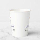 Moderne Navy Blauwe Script Jongens Doopfeest Papieren Bekers (Links)