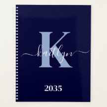 Moderne Navy Blauwe Script Monogram