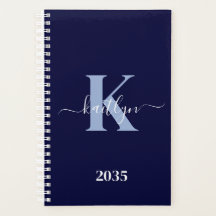 Moderne Navy Blauwe Script Monogram