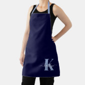 Moderne Navy Blauwe Script Monogram Schort (Insitu)