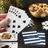 Moderne Navy Blauwe Script Naam Pokerkaarten (Insitu)
