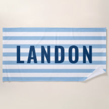 Moderne Navy Blauwe Streep Monogram Naam