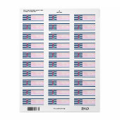 Moderne Navy Blauwe Strepen ,Ananas Etiket (Full Sheet)