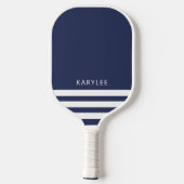 Moderne Navy Blauwe Strepen Gepersonaliseerd Pickleball Paddle (Achterkant)