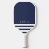 Moderne Navy Blauwe Strepen Gepersonaliseerd Pickleball Paddle (Voorkant)