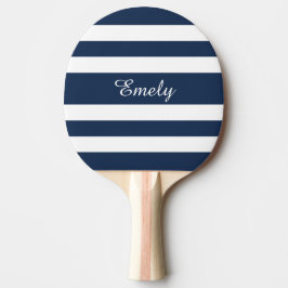 Moderne Navy Blauwe Strepen Naam Tafeltennisbatje