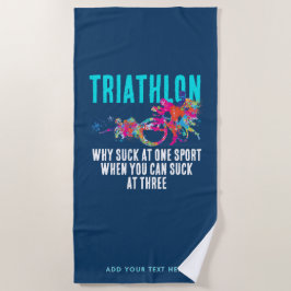 Moderne Navy Blauwe Triatlon Sport Humor Vet Typo Strandlaken