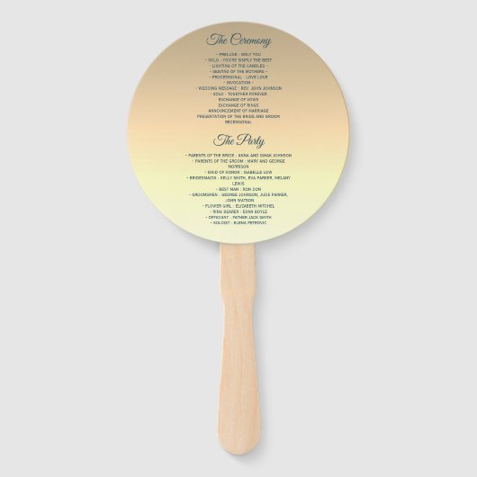 Moderne Navy Blauwe Trouwprogramma Handwaaier (Achterkant)