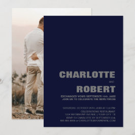 Moderne Navy Blauwe Trouwreceptie Kaart