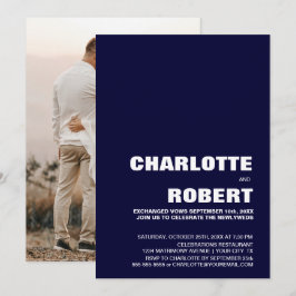 Moderne Navy Blauwe Trouwreceptie Kaart