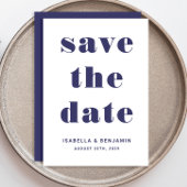 Moderne Navy Blauwe Typografie Trouwfeest Save The Date