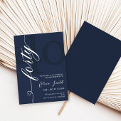 Moderne Navy Blauwe & Witte 40e Verjaardagsfeestje Kaart