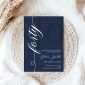 Moderne Navy Blauwe & Witte 40e Verjaardagsfeestje Kaart