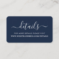 Moderne Navy Blauwe & Witte Eenvoudige Script Deta