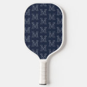 Moderne Navy Blauwe Witte Minimalistische Monogram Pickleball Paddle (Achterkant)