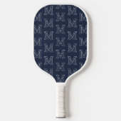 Moderne Navy Blauwe Witte Minimalistische Monogram Pickleball Paddle (Voorkant)