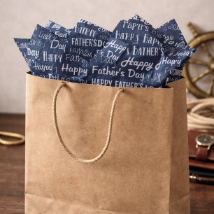 Moderne Navy Blauwe Witte Typografie Vaderdag Tissuepapier