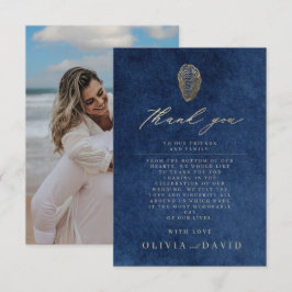 Moderne Navy Blauwe Zeevaart Huwelijk  Bedankkaart