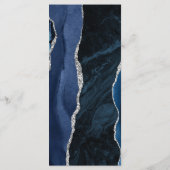 Moderne Navy Blauwe Zilveren Agate Huwelijk Menu (Achterkant)