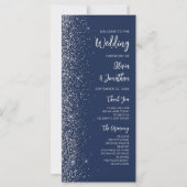 Moderne Navy Blauwe Zilveren Glitter Bruiloft (Voorkant)