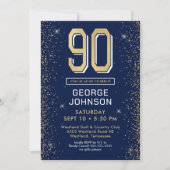Moderne Navy Blue 90ste verjaardag  Kaart (Voorkant)