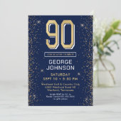 Moderne Navy Blue 90ste verjaardag  Kaart (Staand voorkant)