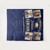 Moderne Navy Blue Afstudeer 4 Photo Booth Achtergr Wandkleed (Voorkant (horizontaal))