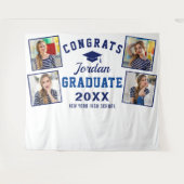 Moderne Navy Blue Afstudeerfeest 4 Fotohokje Achte Wandkleed (Voorkant (horizontaal))