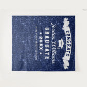 Moderne Navy Blue Afstudeerfoto Booth Achtergrond Wandkleed (Voorkant (horizontaal))