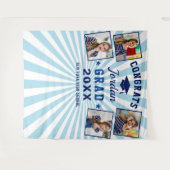 Moderne Navy Blue Afstuderen 4 Fotohokje Achtergro Wandkleed (Voorkant (horizontaal))