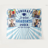 Moderne Navy Blue Afstuderen 4 Fotohokje Achtergro Wandkleed (Voorkant (horizontaal))