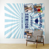 Moderne Navy Blue Afstuderen 4 Fotohokje Achtergro Wandkleed (In Situ (horizontaal))